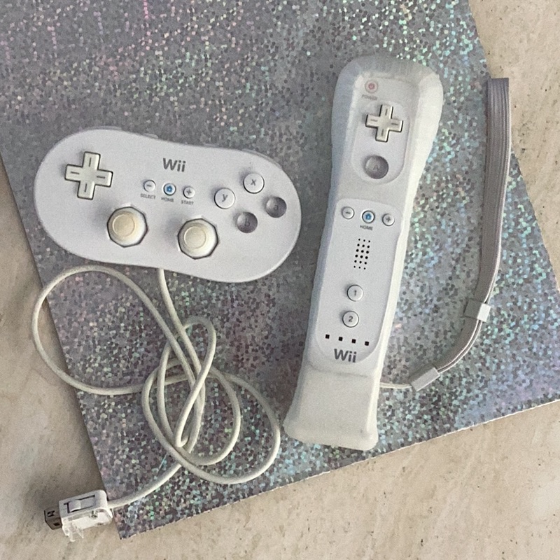 Nintendo Wii Remote Controller  Motion Plus Adapter  Wii Controller Lot Of 2